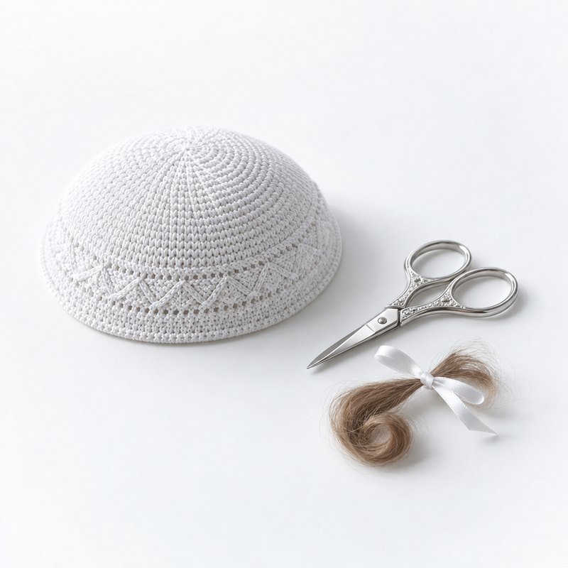 A child’s kippah with small scissors